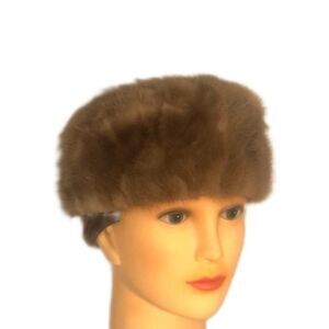 Vintage genuine mink pillbox hat